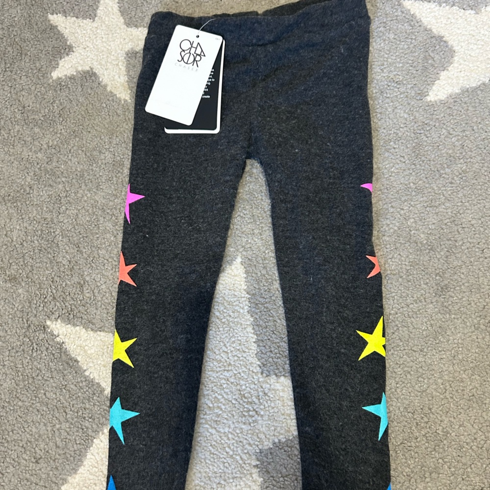 Chaser Dark Gray Leggings with Colorful Stars 2T NWT